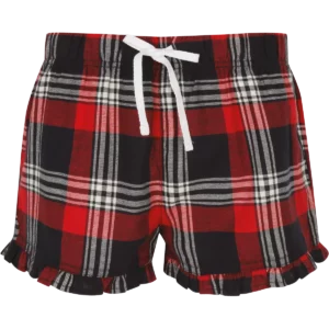 Women’s Tartan Frill Lounge Shorts Red / Navy Check