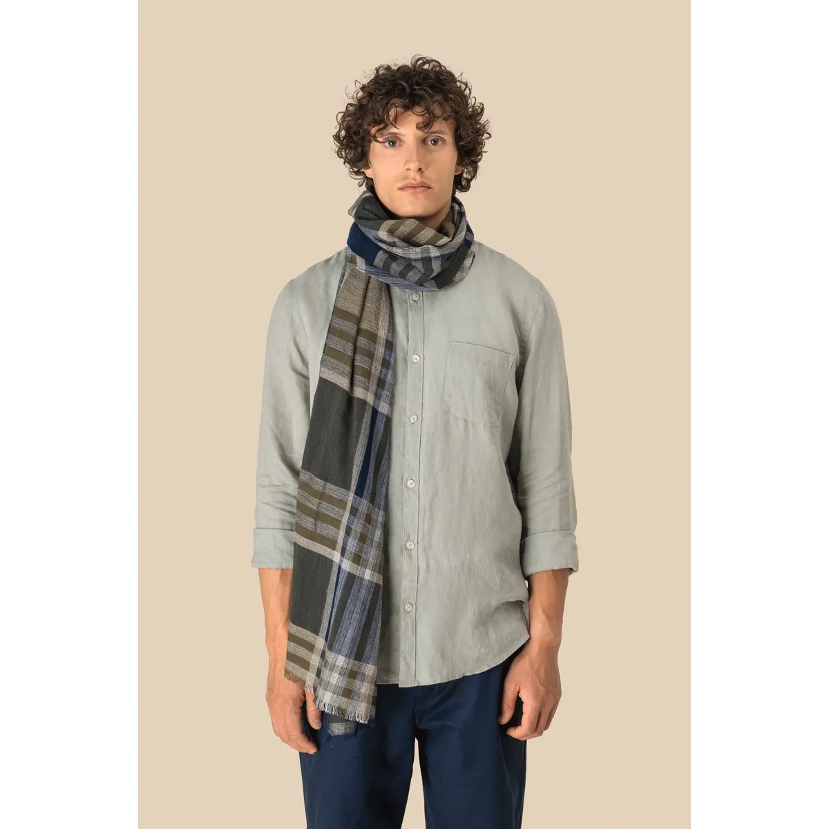 Uniseks tulbanddoek met ruit- en streepmotief. algemeen-1