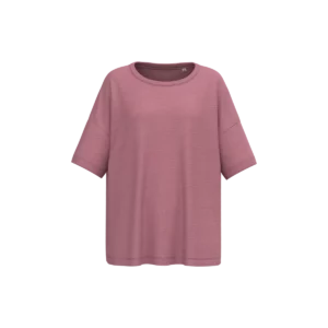 Ecologisch oversized dames slub-T-shirt met afhangende schouders Antique Rose