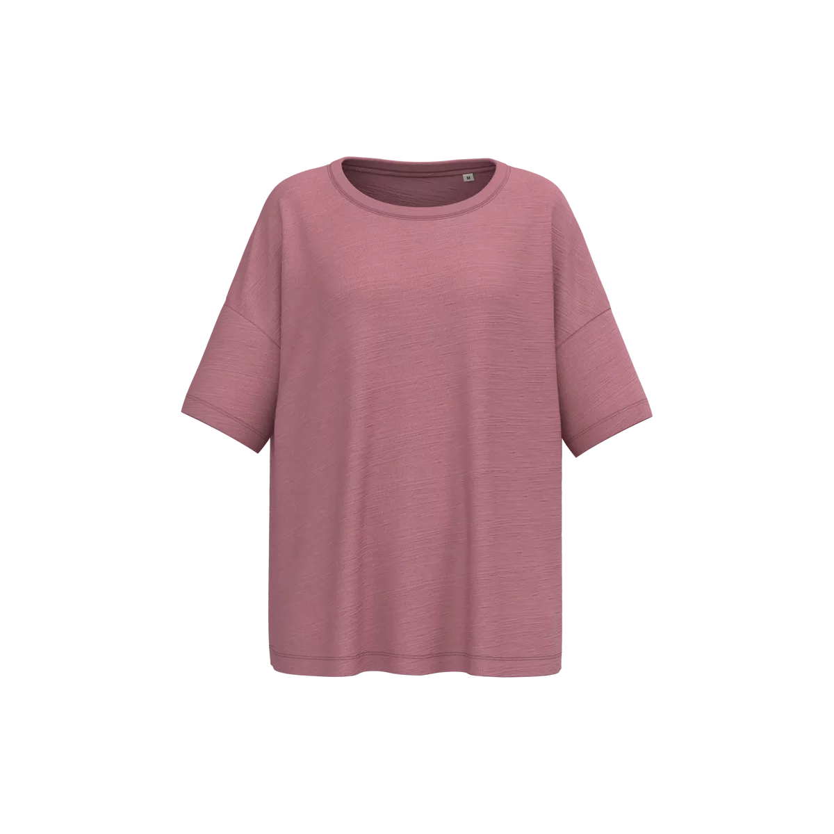 Ecologisch oversized dames slub-T-shirt met afhangende schouders Antique Rose