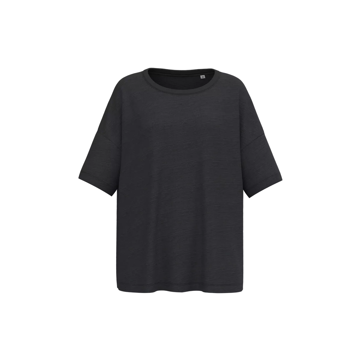 Ecologisch oversized dames slub-T-shirt met afhangende schouders Black