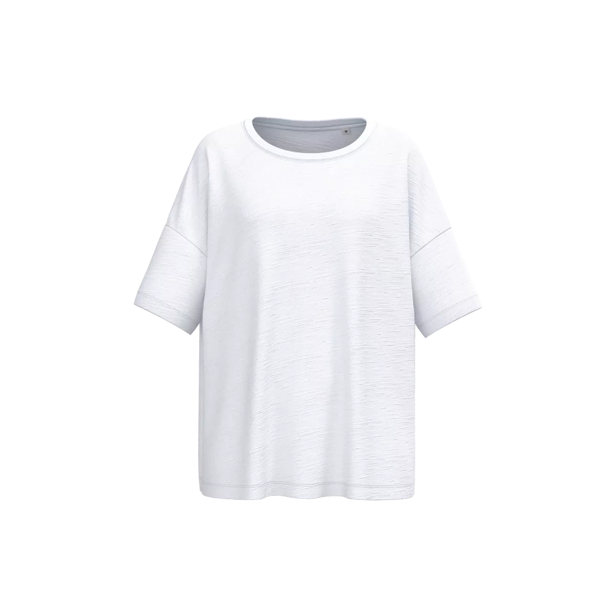 Ecologisch oversized dames slub-T-shirt met afhangende schouders White