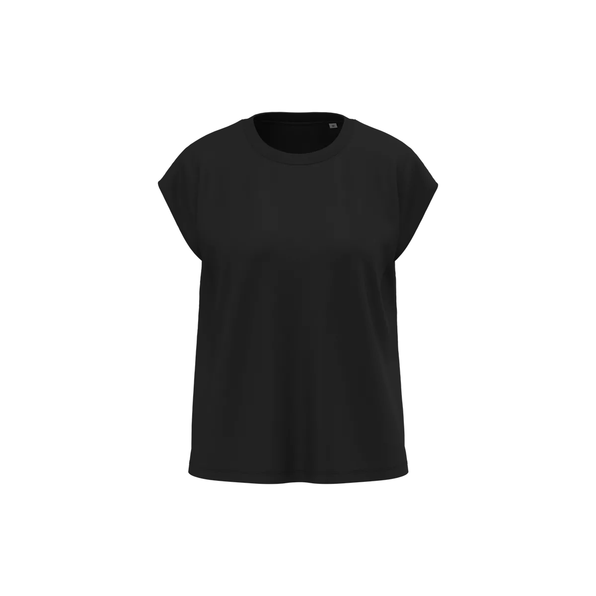 Dames-T-shirt van verantwoorde materialen zonder mouwen met schoudervullingen Black