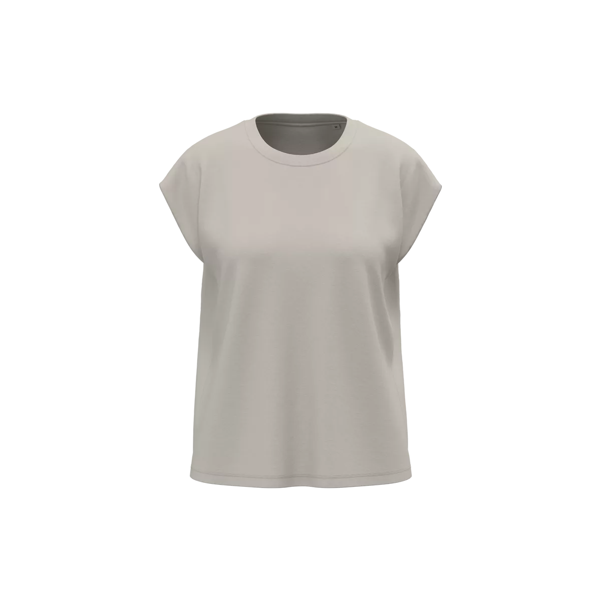 Dames-T-shirt van verantwoorde materialen zonder mouwen met schoudervullingen Ivory