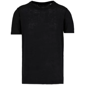 Linnen heren-t-shirt ronde hals kraag Black