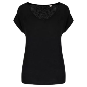 Linnen dames-t-shirt V-hals Black