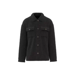 Uniseks sherpa-overshirt met afhangende schouders Black