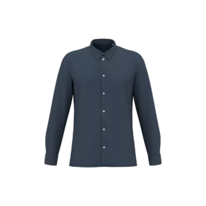 Duurzaam herenoverhemd met verwassen look in piquétricot Washed Navy Blue