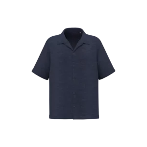 Herenoverhemd met korte mouwen en structuur Navy Blue