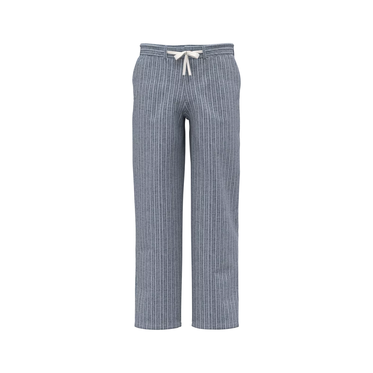 Gestreepte linnen herenbroek Navy Blue Chambray / White Stripes