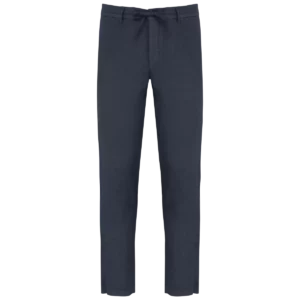 Verwassen herenbroek van linnen Washed Navy Blue