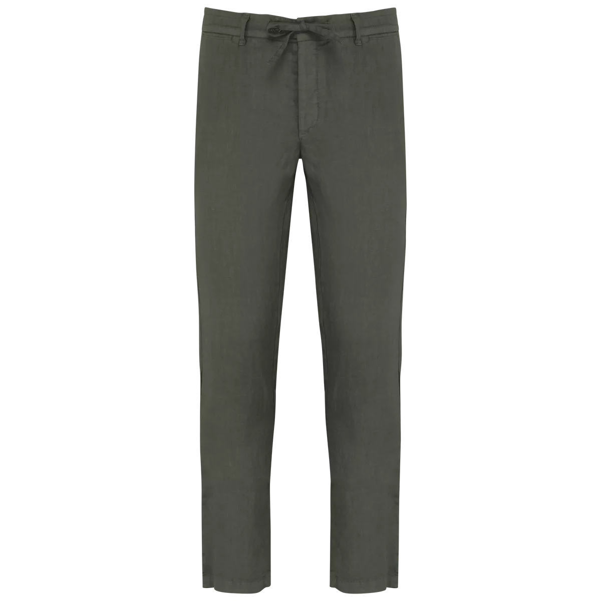 Verwassen herenbroek van linnen Washed Organic Khaki