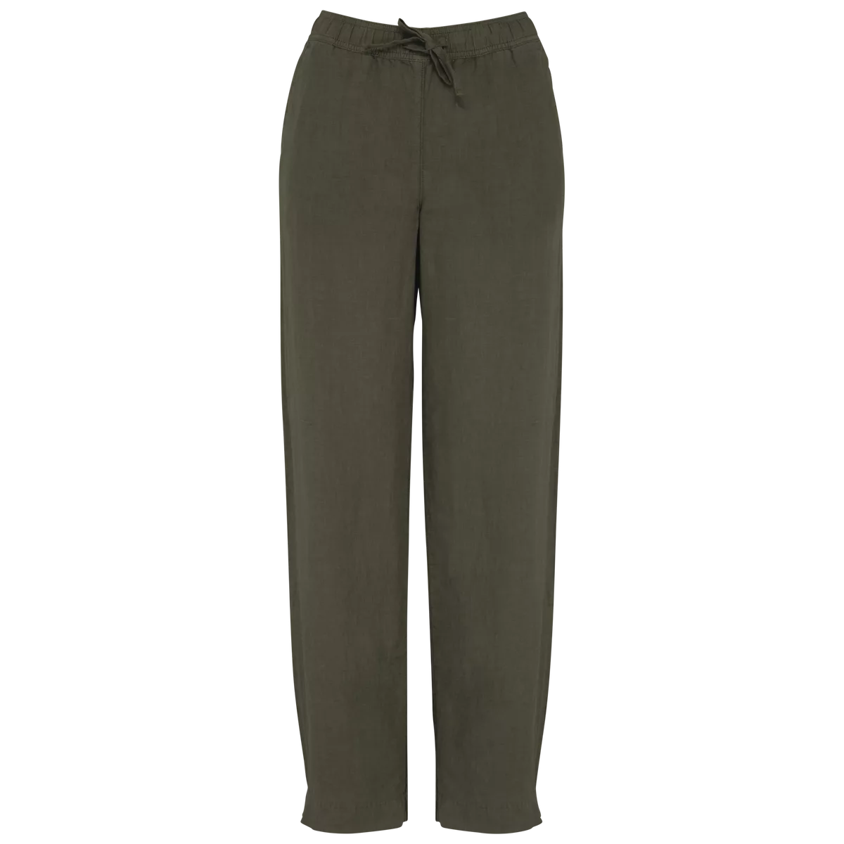Verwassen damesbroek van linnen Washed Organic Khaki
