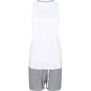 Women’s Short Pyjama Set White / Heather Grey