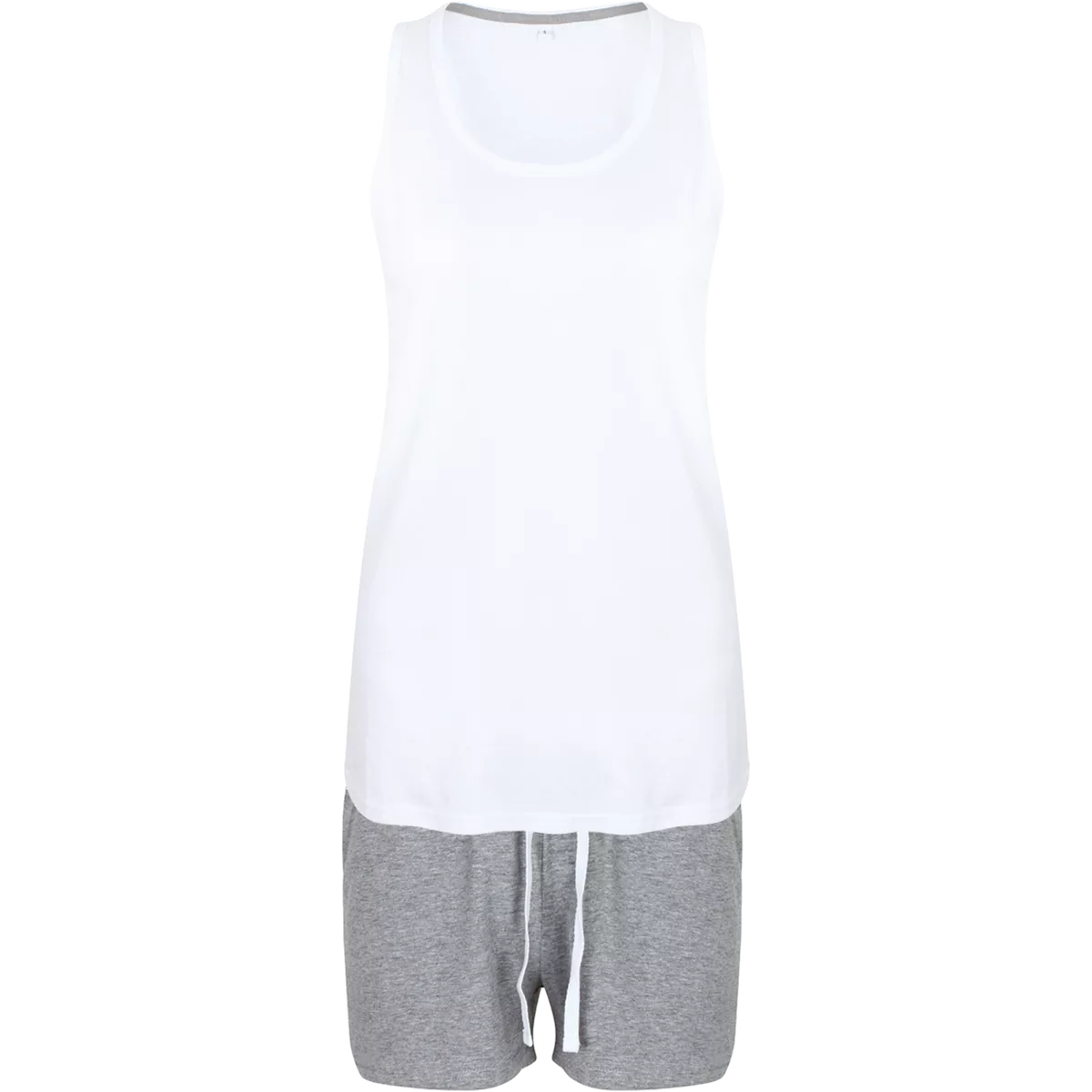 Women’s Short Pyjama Set White / Heather Grey