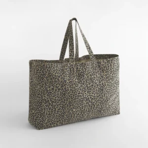 Oversized canvas cabas tas met luipaardprint Vintage leopard print
