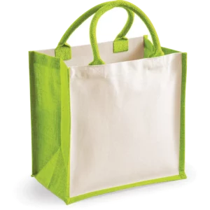 Printers’ midi jute tote Apple Green