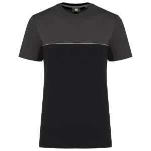 Ecologisch tweekleurig uniseks T-shirt met korte mouwen Black / Dark Grey