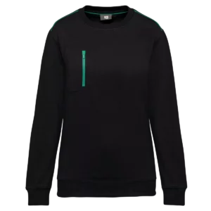 Day To Day sweater zakje met contrasterende rits Black / Kelly Green