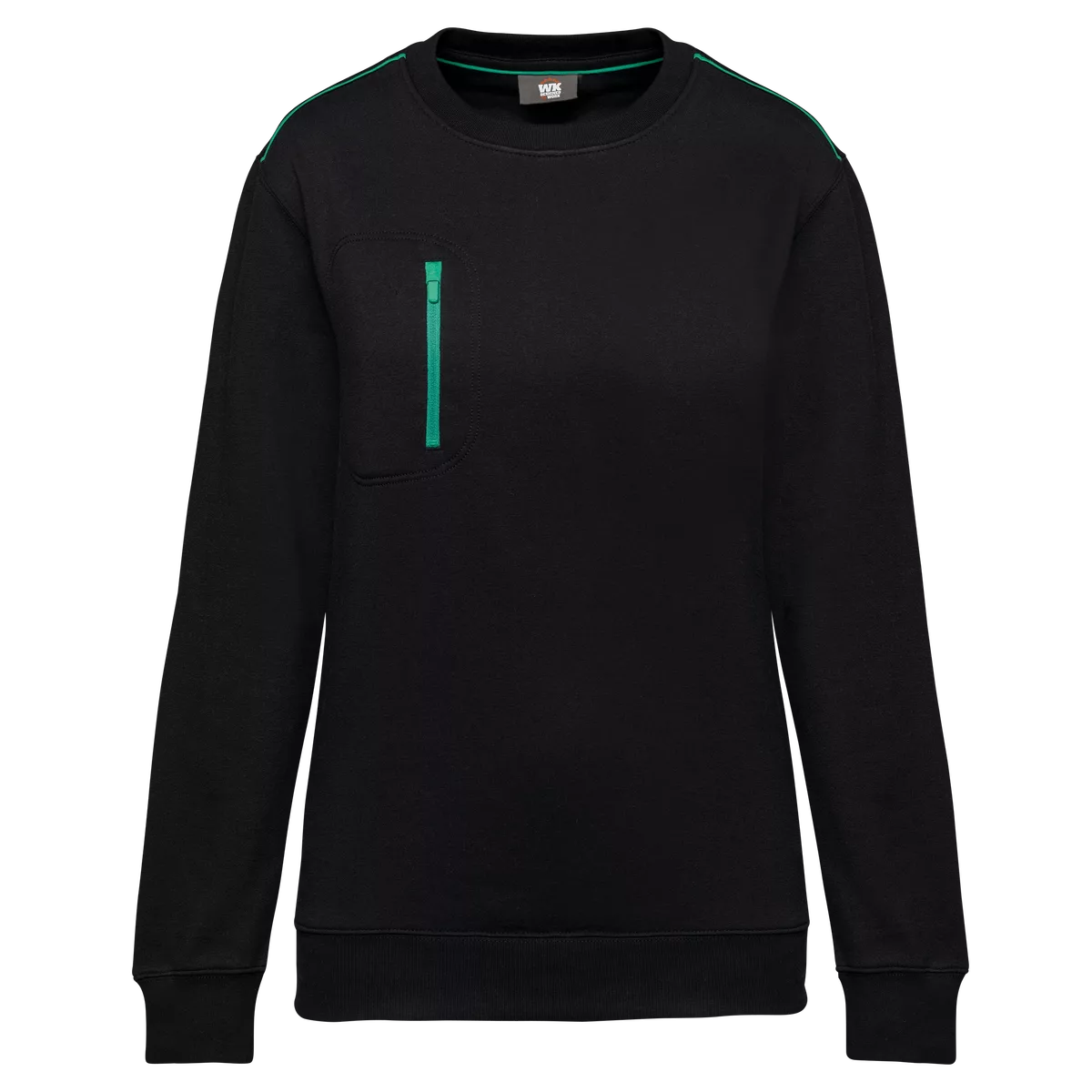 Day To Day sweater zakje met contrasterende rits Black / Kelly Green