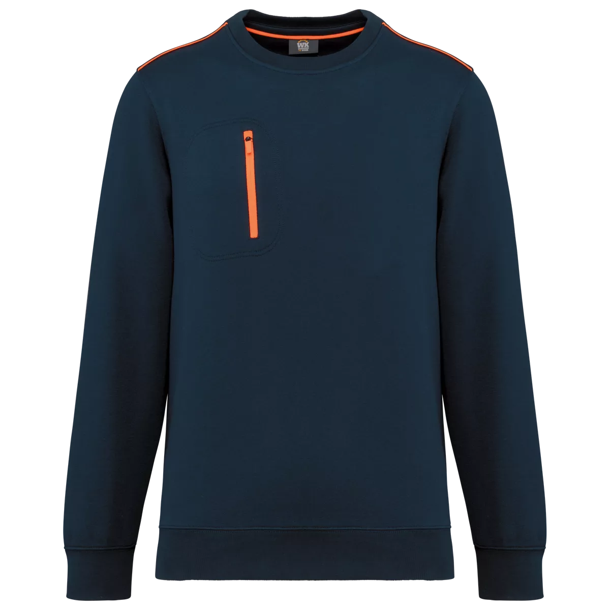 Day To Day sweater zakje met contrasterende rits Navy / Fluorescent Orange