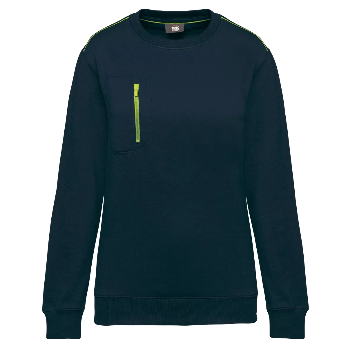 Day To Day sweater zakje met contrasterende rits Navy / Fluorescent Yellow