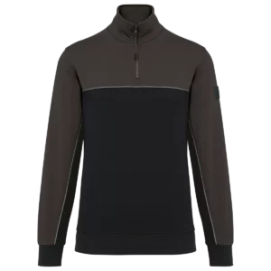 Ecologische uniseks sweater met ritskraag Black / Dark Grey