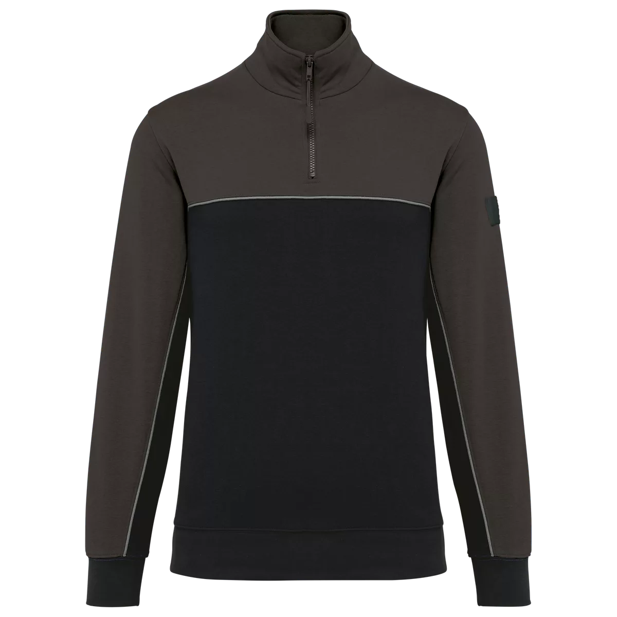 Ecologische uniseks sweater met ritskraag Black / Dark Grey