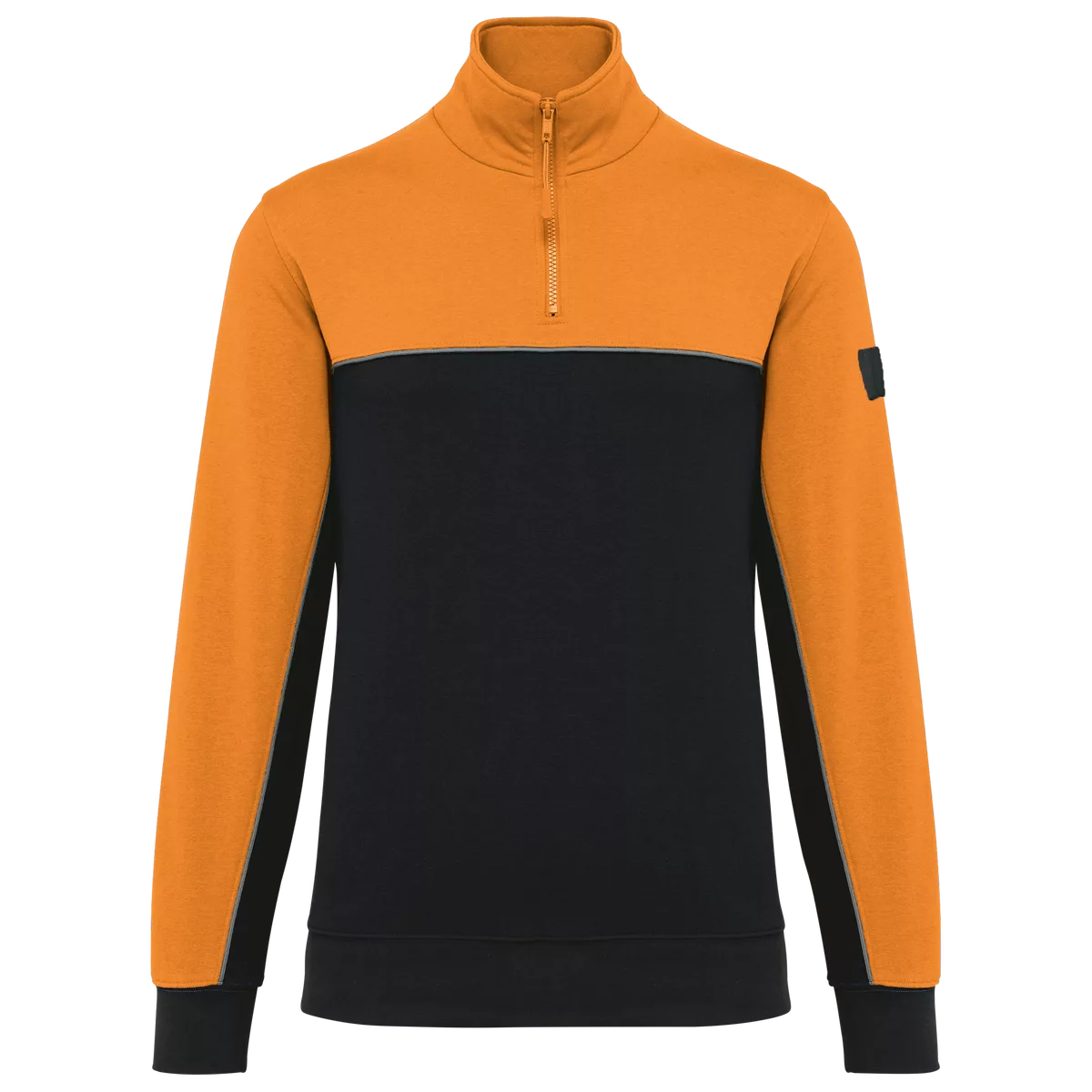 Ecologische uniseks sweater met ritskraag Black / Orange