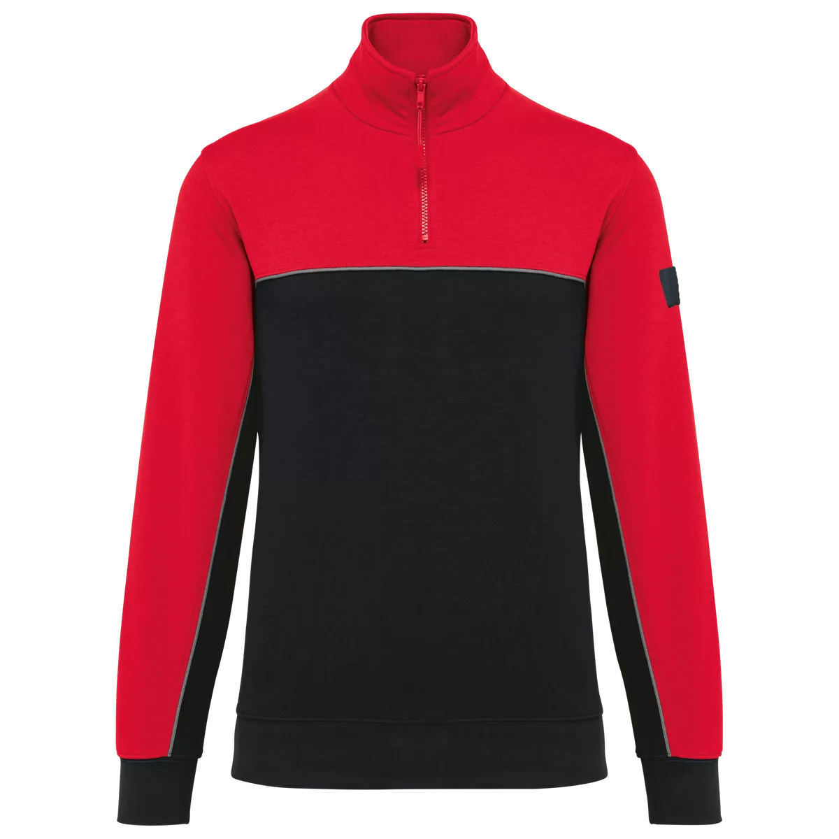 Ecologische uniseks sweater met ritskraag Black / Red
