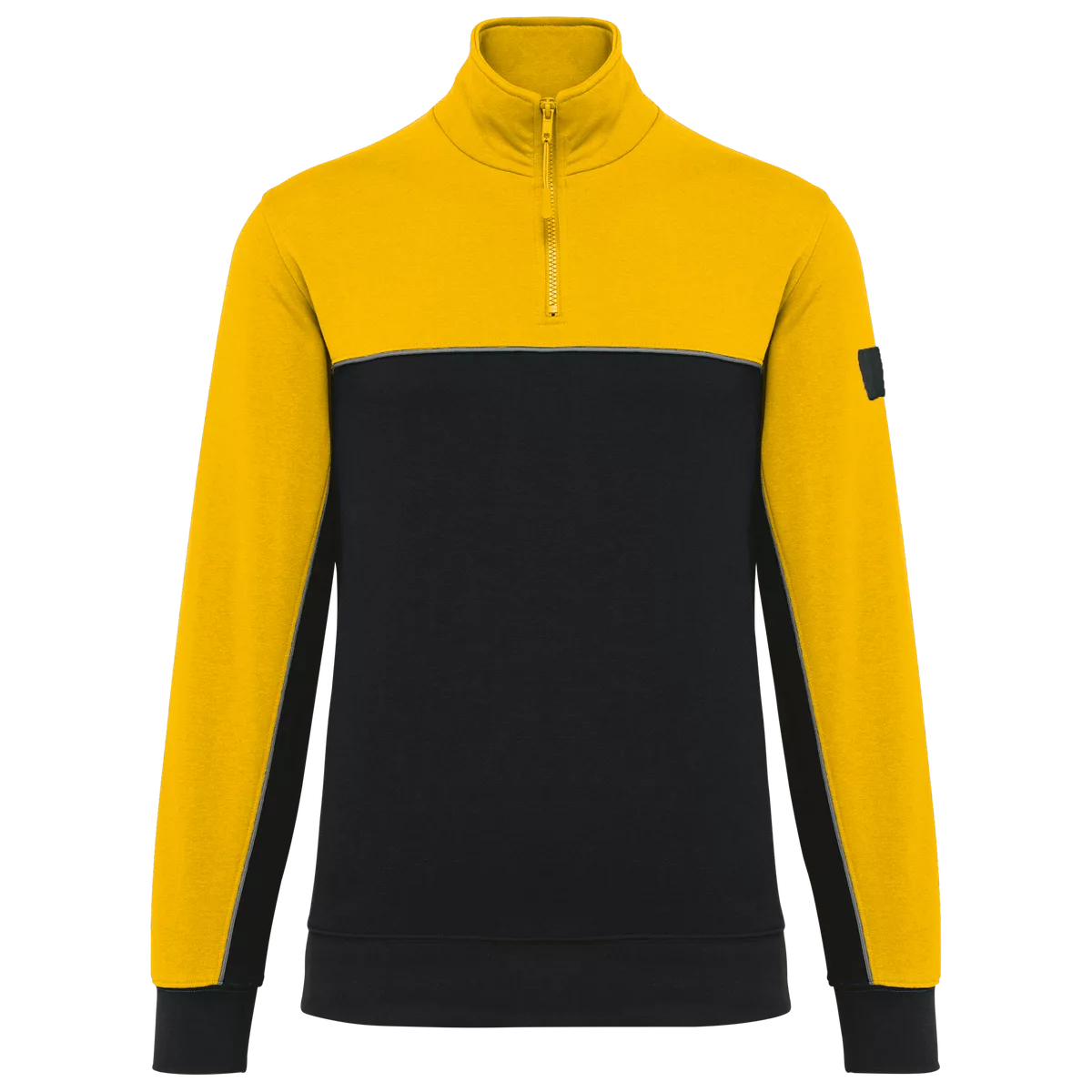 Ecologische uniseks sweater met ritskraag Black / Yellow