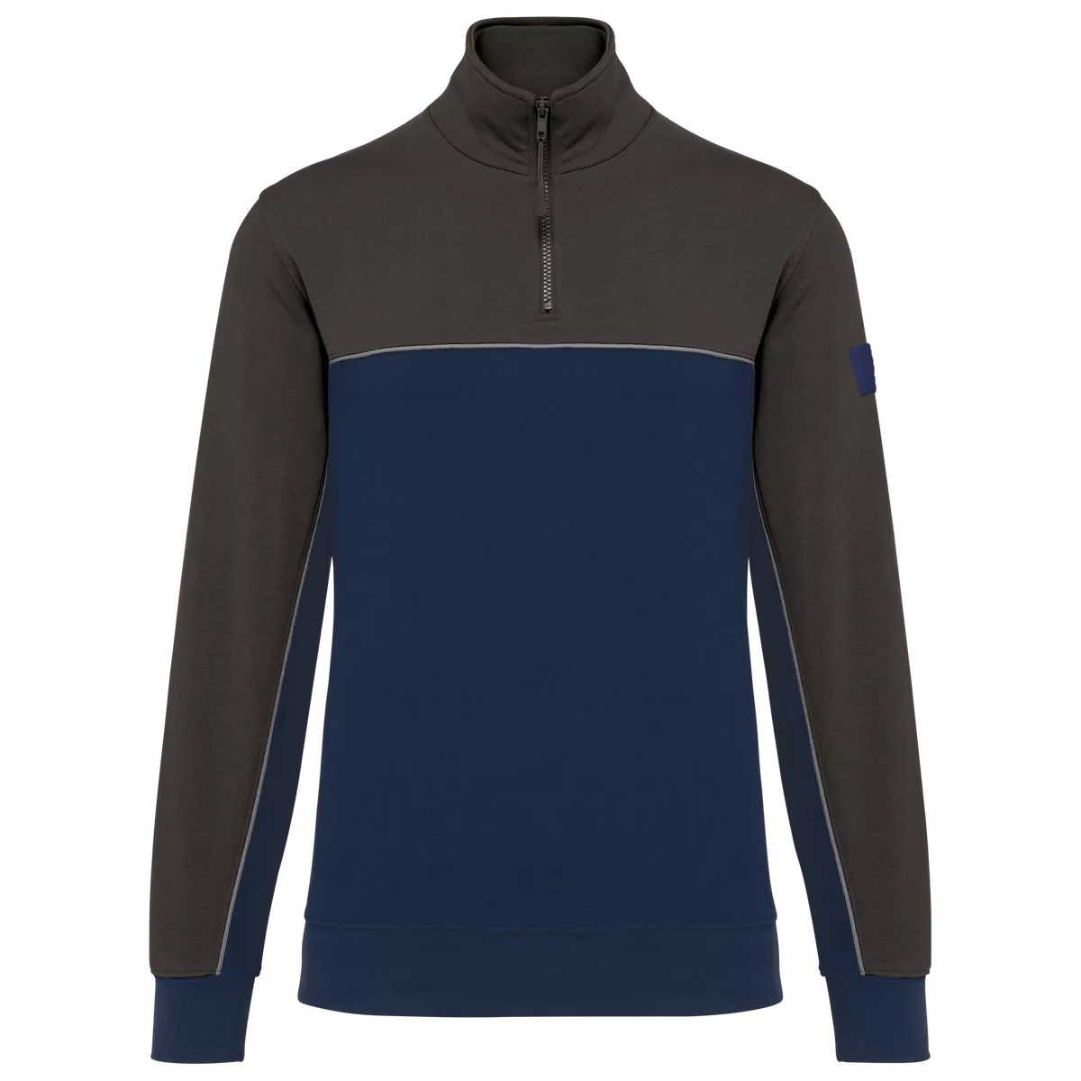 Ecologische uniseks sweater met ritskraag Navy / Dark Grey