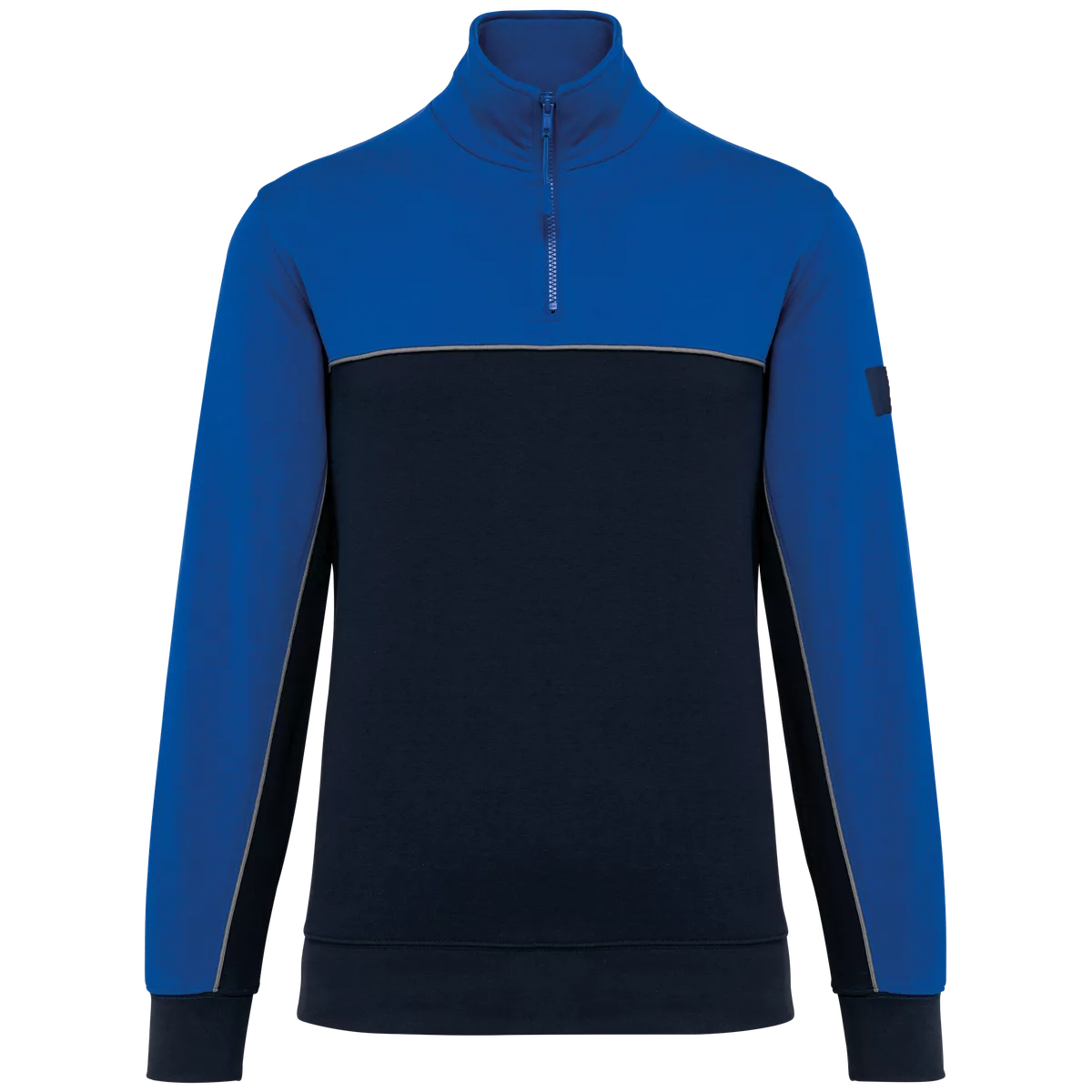 Ecologische uniseks sweater met ritskraag Navy / Royal Blue