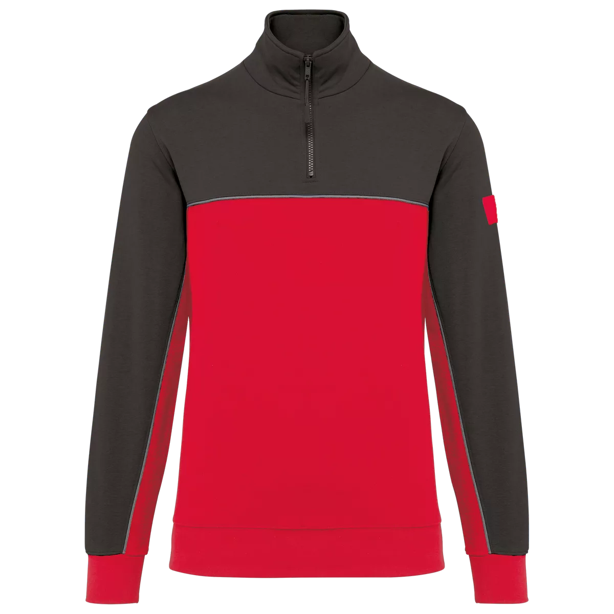 Ecologische uniseks sweater met ritskraag Red / Dark Grey
