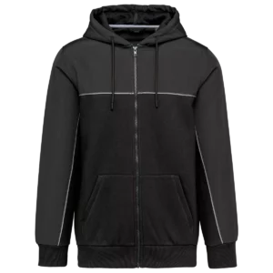 Tweekleurig ecologisch fleecevest met capuchon Black / Dark Grey