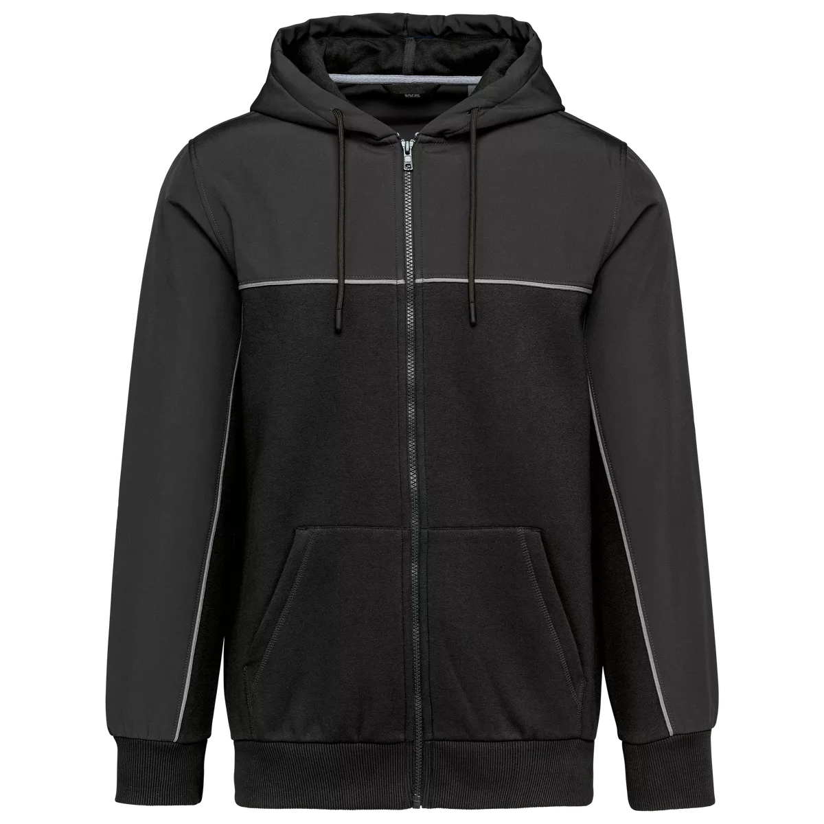 Tweekleurig ecologisch fleecevest met capuchon Black / Dark Grey