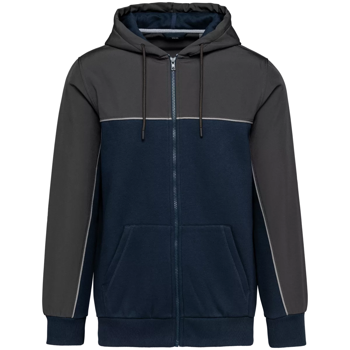 Tweekleurig ecologisch fleecevest met capuchon Navy / Dark Grey