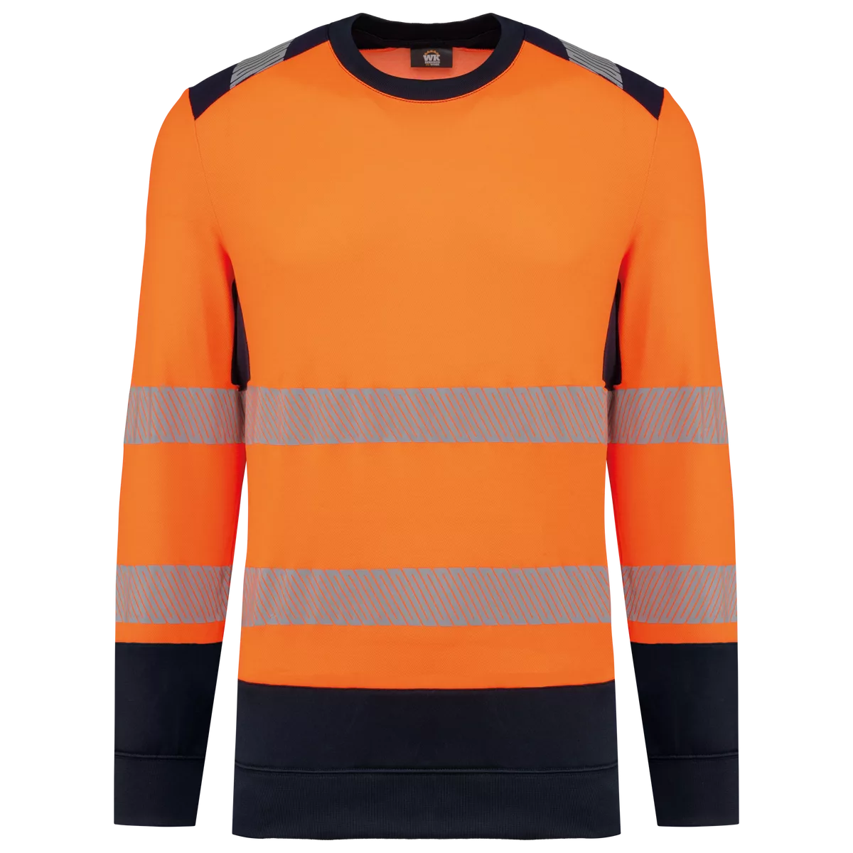 Gerecyclede veiligheidssweater ronde hals Hi Viz Orange / Navy