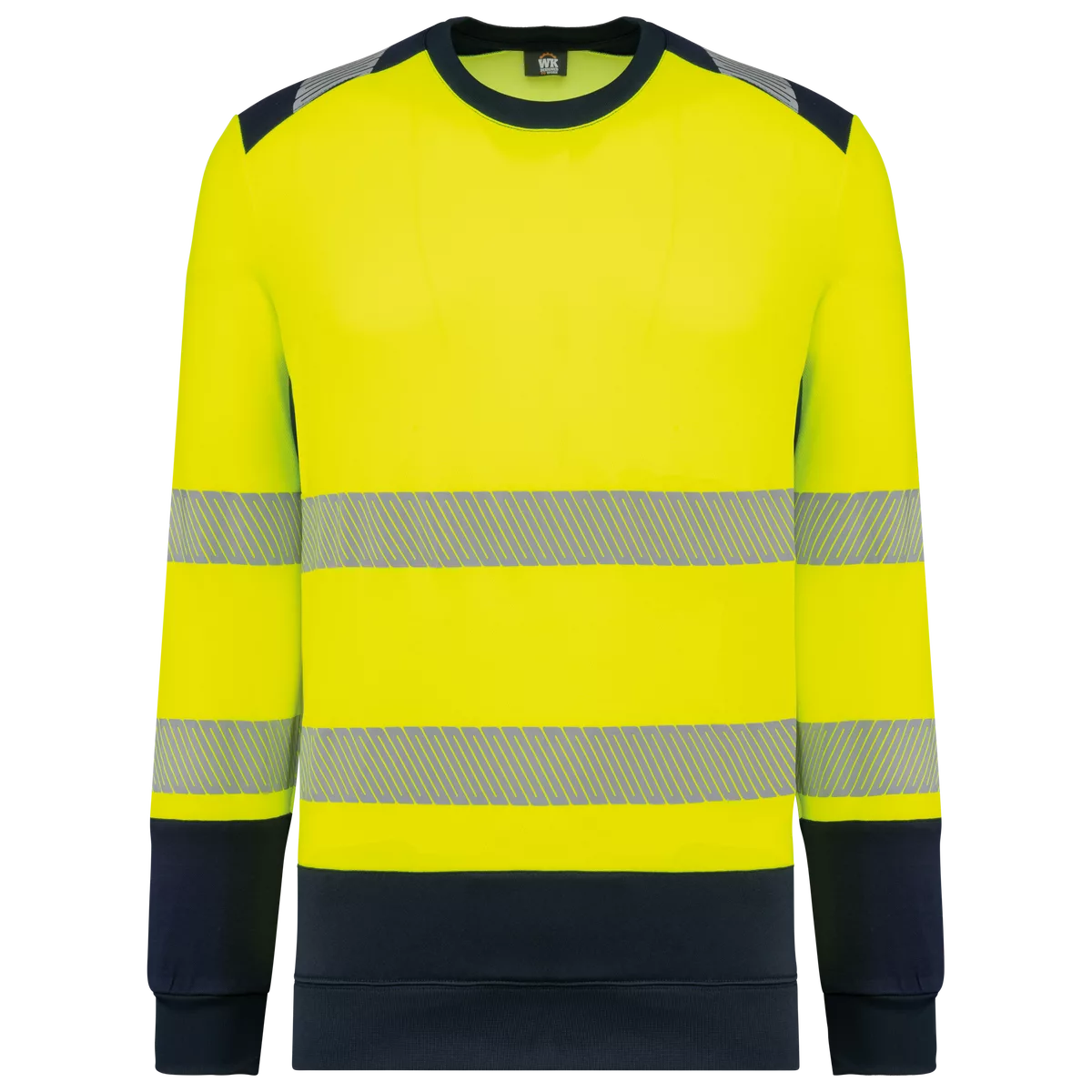 Gerecyclede veiligheidssweater ronde hals Hi Viz Yellow / Navy