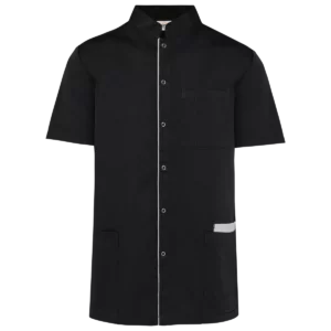 Herenoverhemd van polykatoen met drukknopen Black