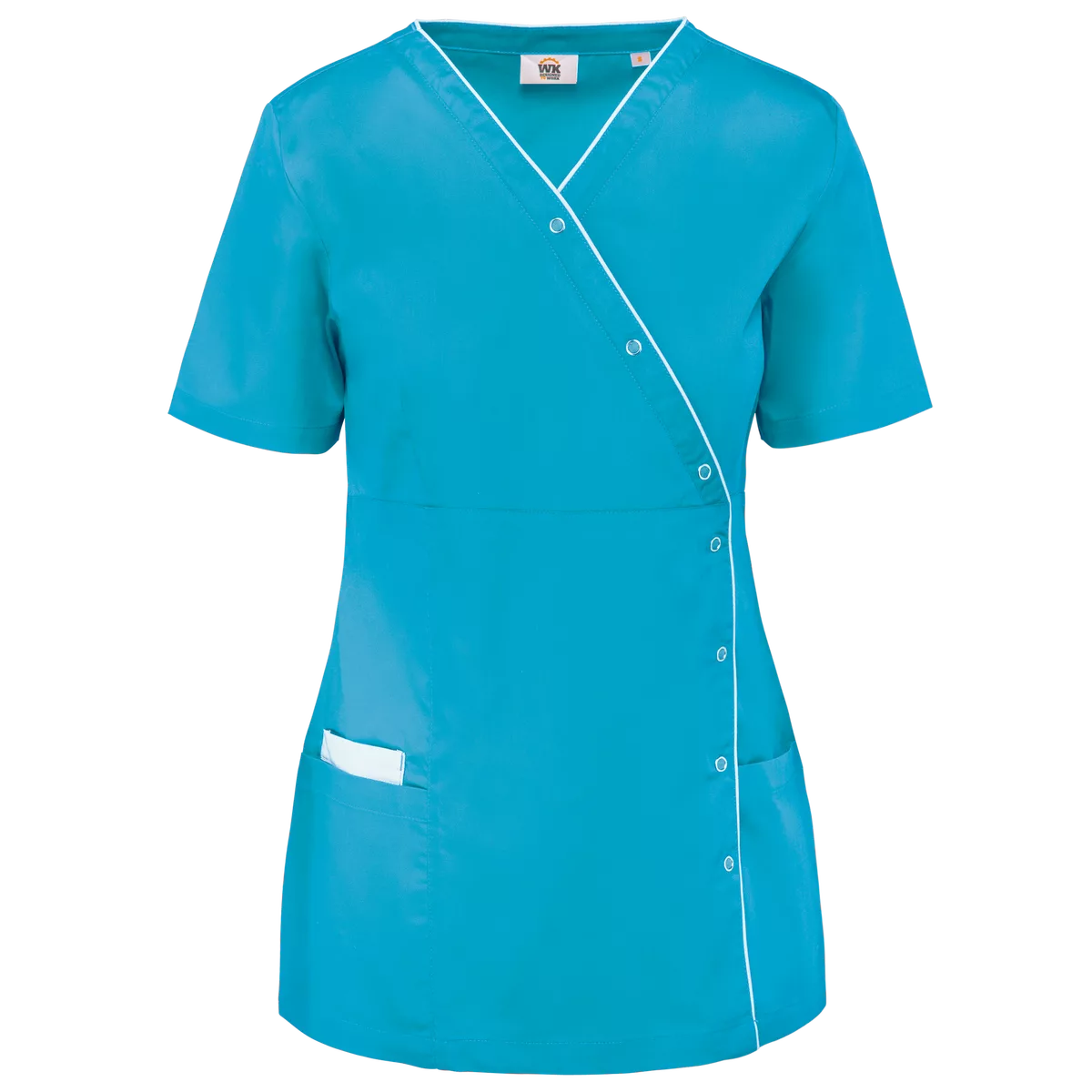 Damesblouse van polykatoen met drukknopen Light Turquoise