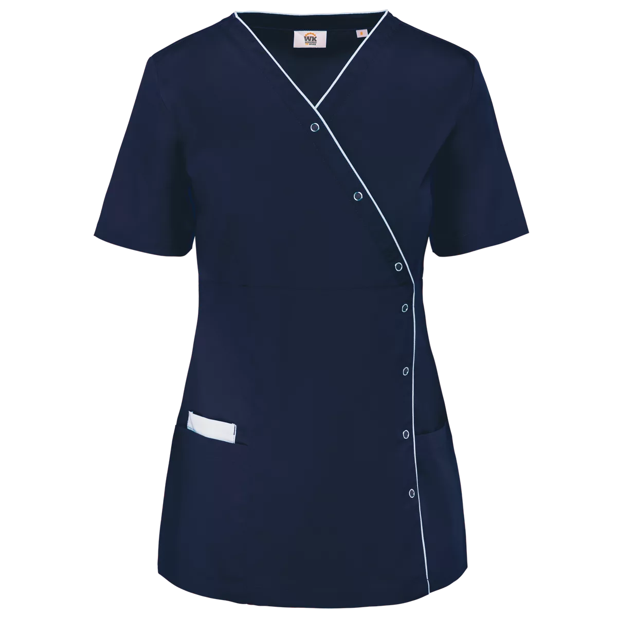 Damesblouse van polykatoen met drukknopen Navy