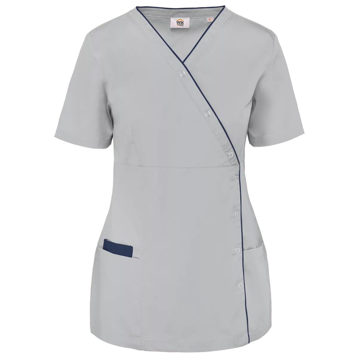 Damesblouse van polykatoen met drukknopen Snow Grey