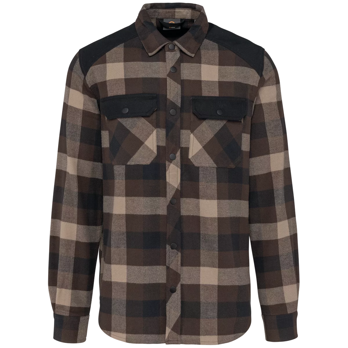 Geruit overshirt met zakken Chocolate / Dark Beige Checked / Black