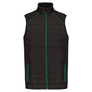 Bodywarmer Day To Day in twee stoffen Black / Kelly Green