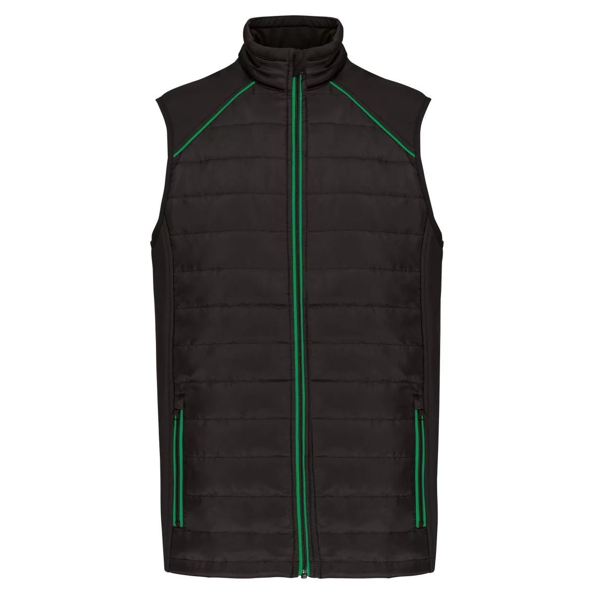 Bodywarmer Day To Day in twee stoffen Black / Kelly Green