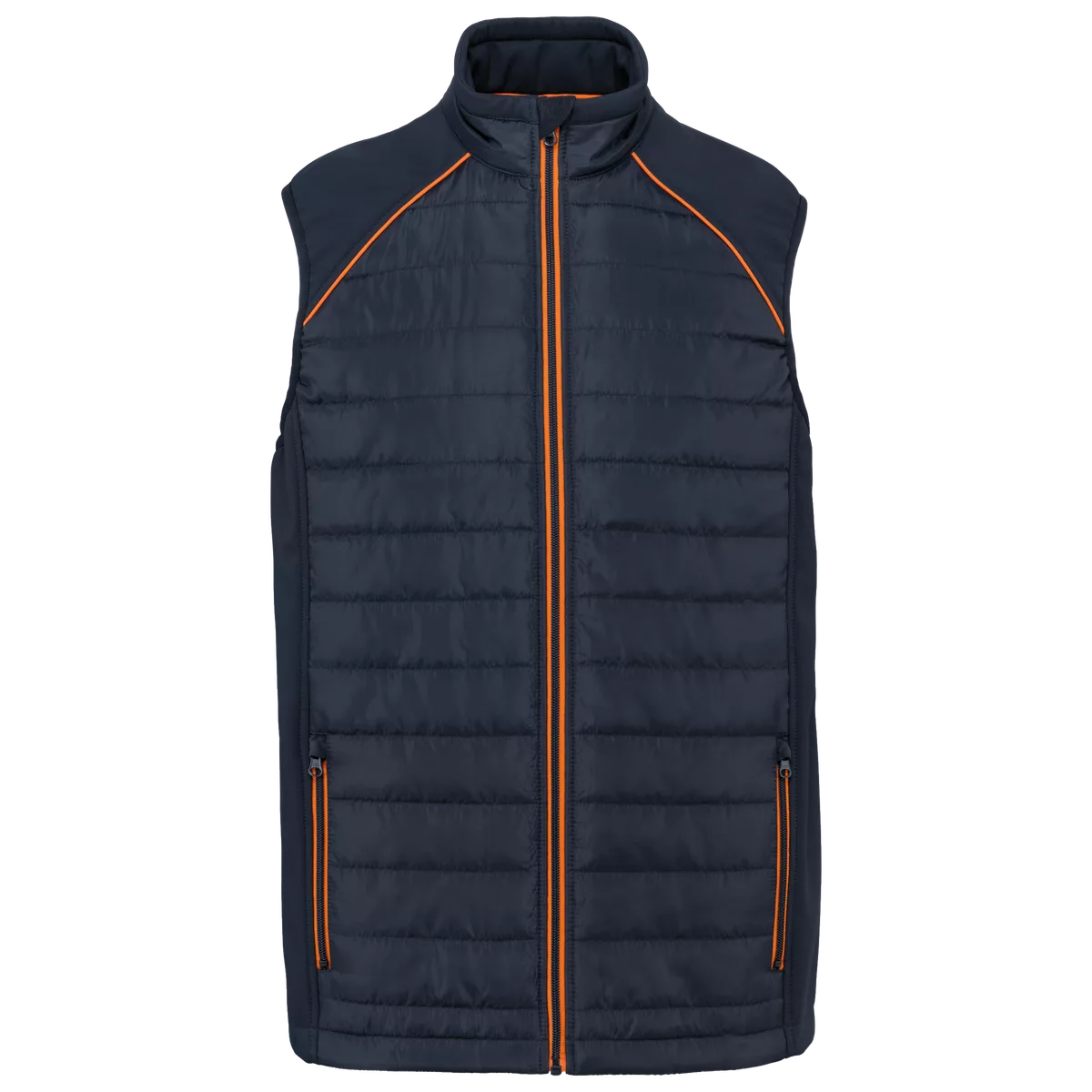 Bodywarmer Day To Day in twee stoffen Navy / Fluorescent Orange