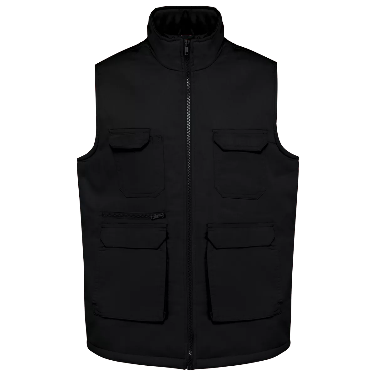 Gewatteerde uniseks bodywarmer van polykatoen multizakken Black