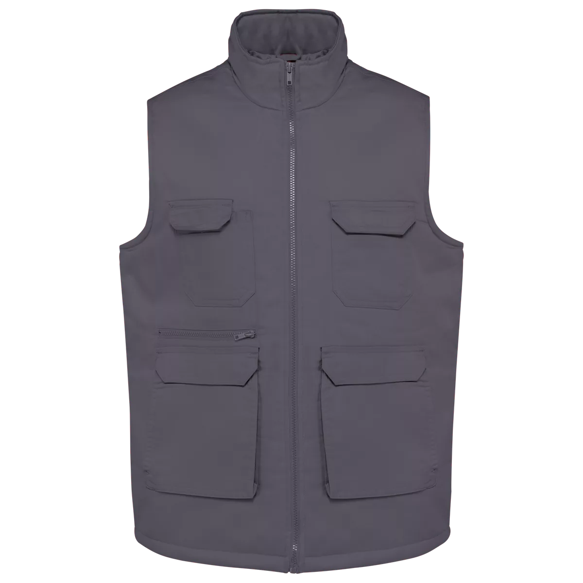 Gewatteerde uniseks bodywarmer van polykatoen multizakken Convoy Grey