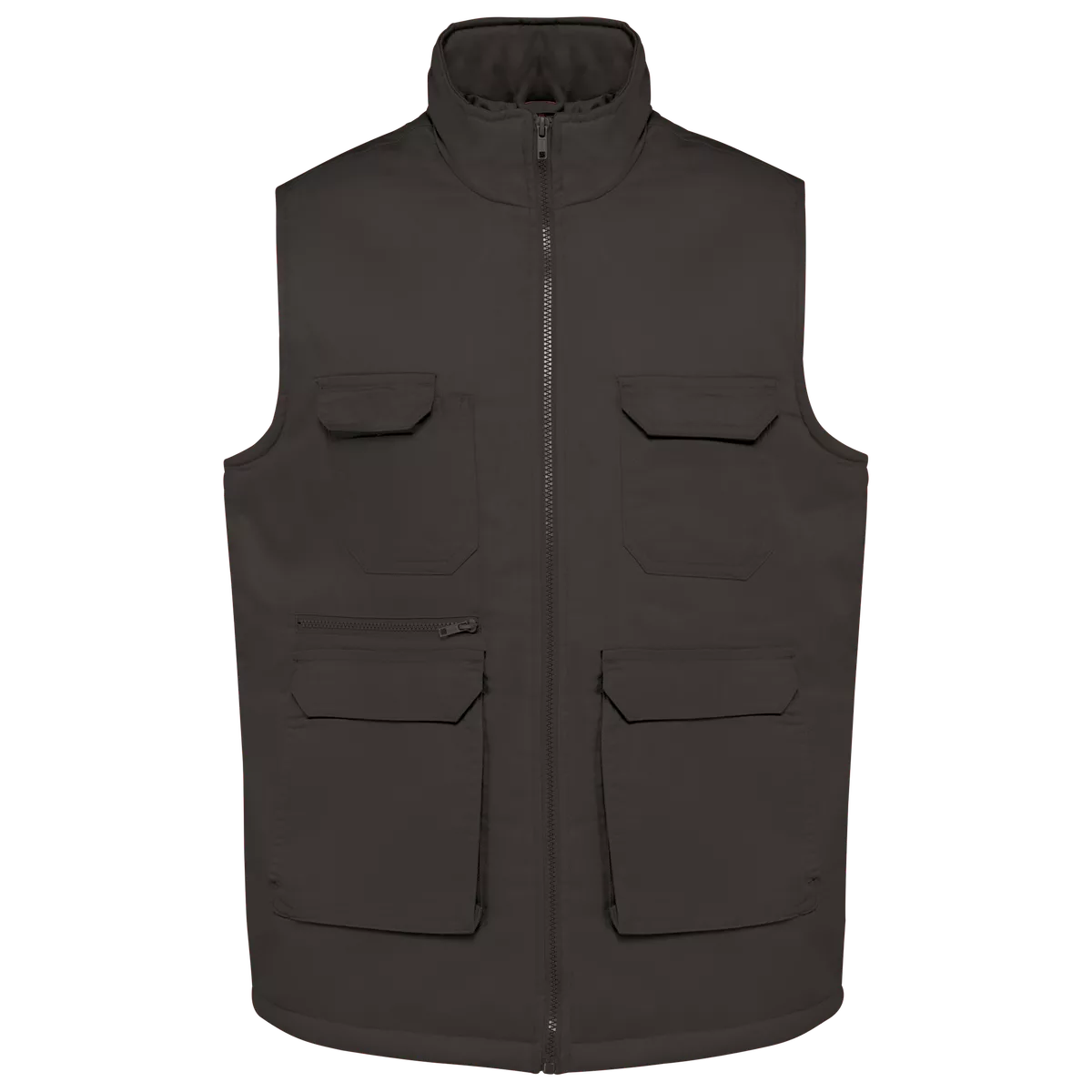 Gewatteerde uniseks bodywarmer van polykatoen multizakken Dark Grey
